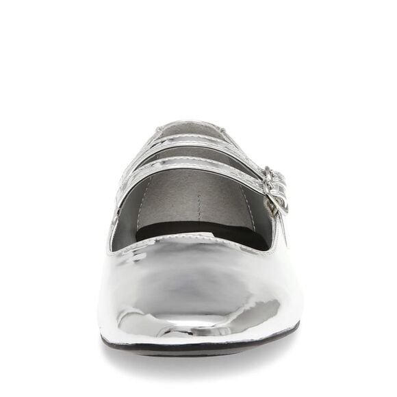 STEVE MADDEN Silver Faux Patent Leather Alisah Ballet Flats - Picture 4 of 14